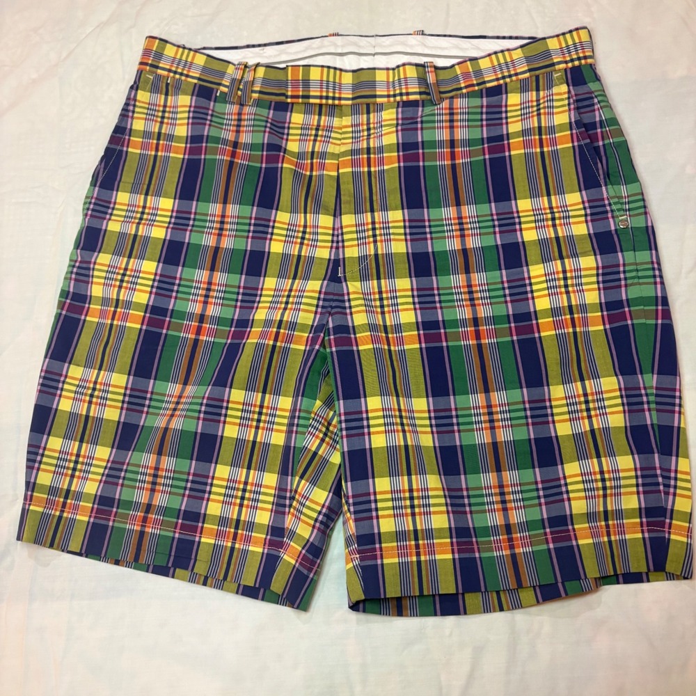 RLX Ralph Lauren Mens Plaid Golf Shorts Multicolor Madras Size 35